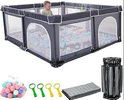 Saomai Laufstall Baby faltbar | grey 1