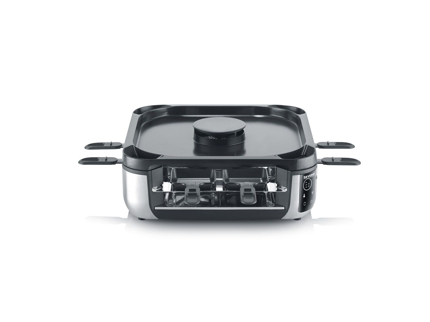 Severin S-Joy Sevento Raclette Grill rauchreduziert schwarz/silber