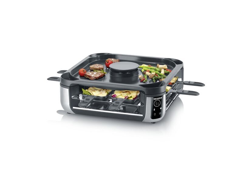 Severin RG 2379 S-Joy Sevento raclette grill smoke-reduced | black/silver, image 1 of 5