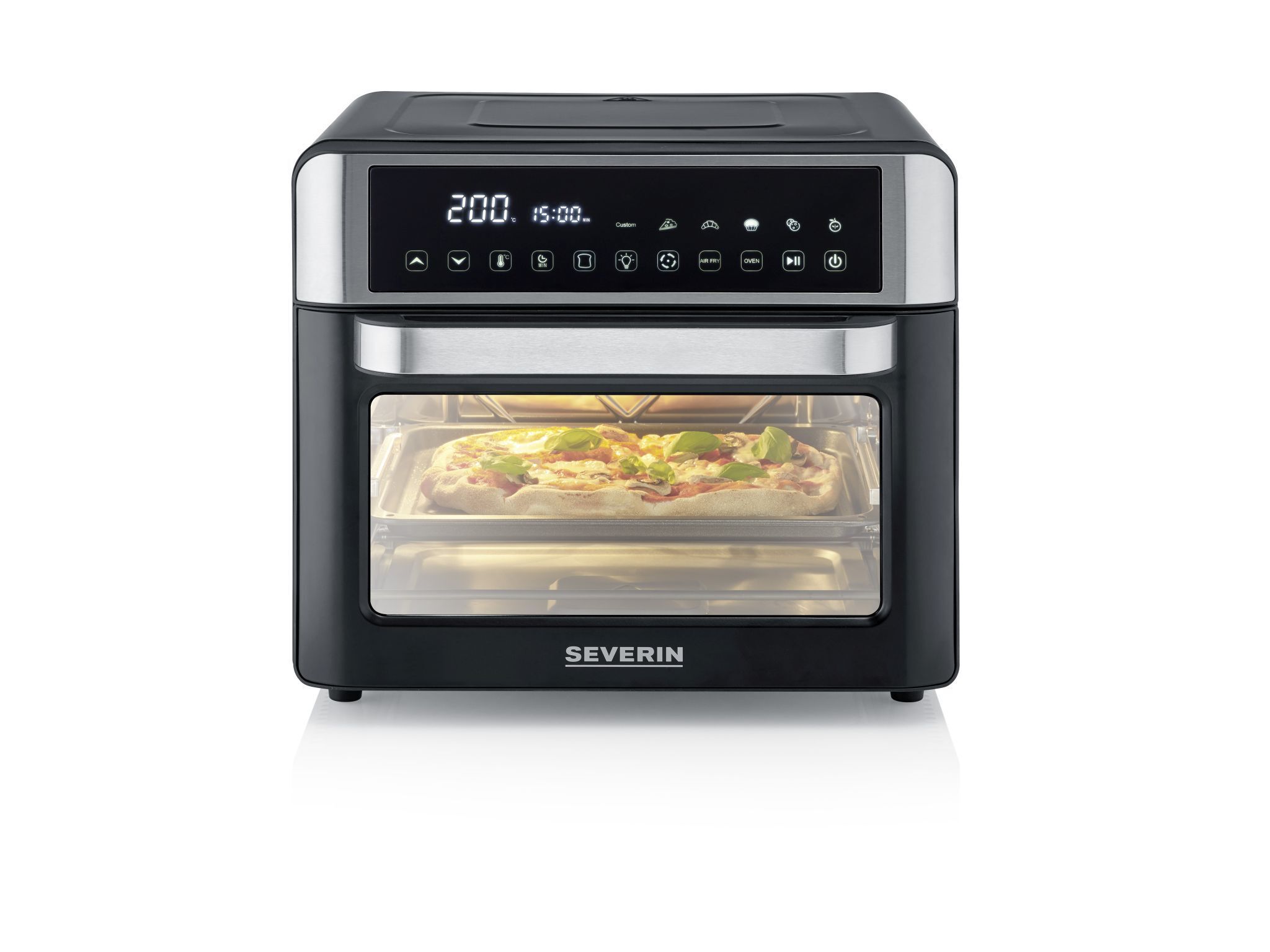 Severin TO 2077 "Bake & Fry" Mini-Backofen schwarz/silber
