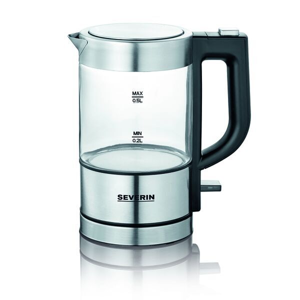 Severin WK 3472 mini vattenkokare i glas | silver/svart, image 1 of 5