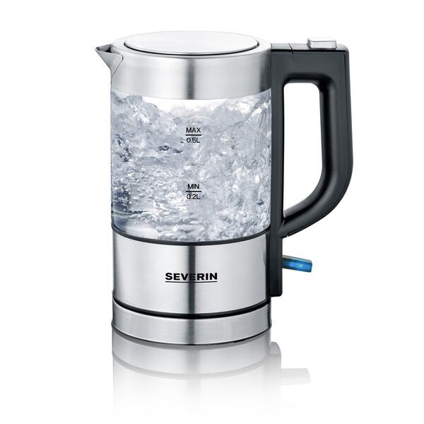 Severin WK 3472 mini vattenkokare i glas | silver/svart, image 2 of 5