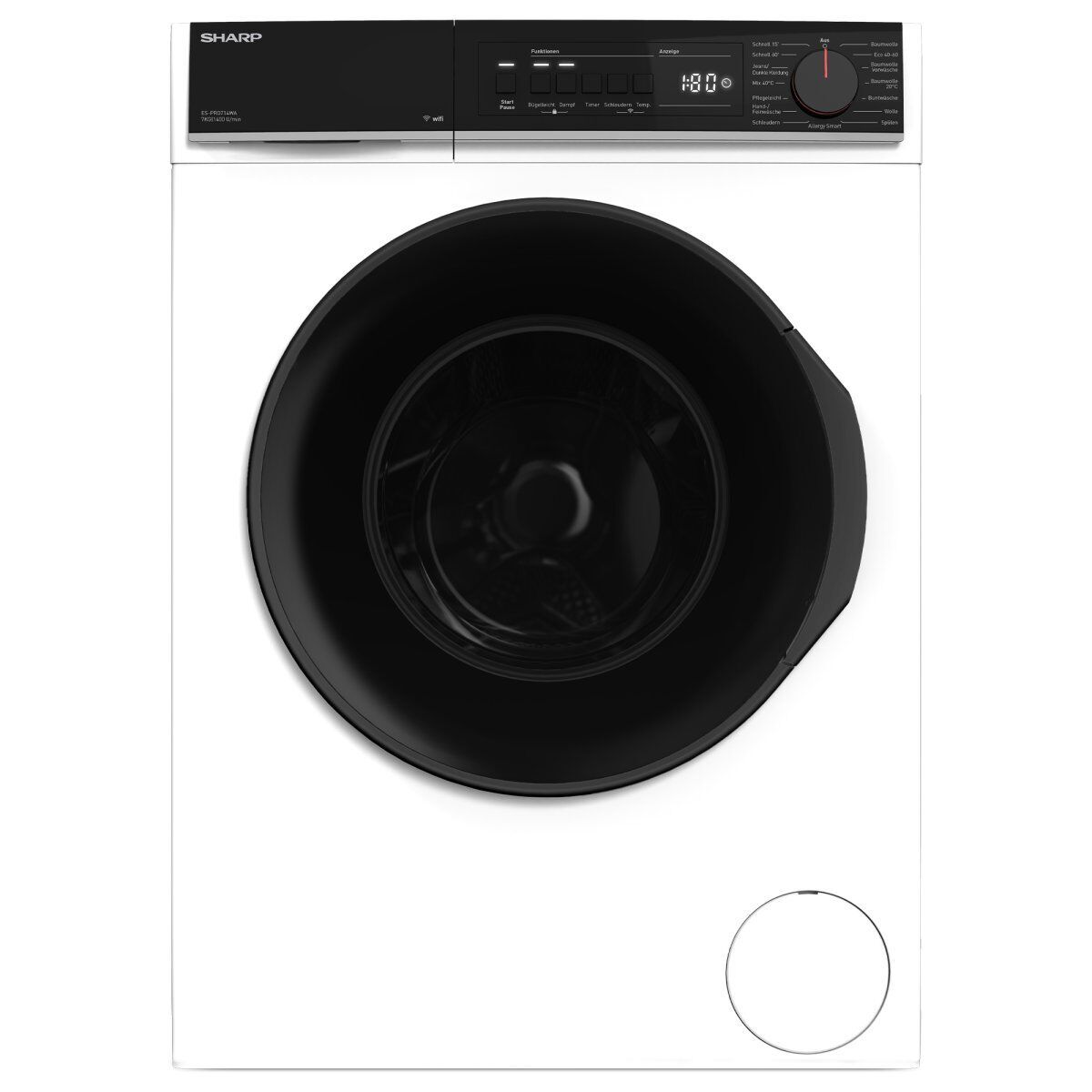 Sharp ES-PRO714WA-DE Frontlader Waschmaschine 7 kg weiß/schwarz