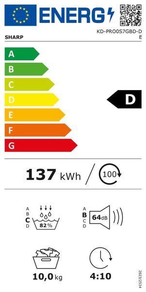 Sharp KD-PRO0S7GBD-DE Heat pump dryer 10 kg | black, image 5 of 5