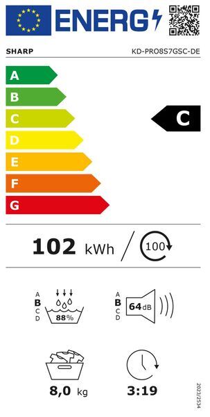 Sharp KD-PRO8S7GSC-DE Heat Pump Tumble Dryer 8 kg | grey/black, image 5 of 5