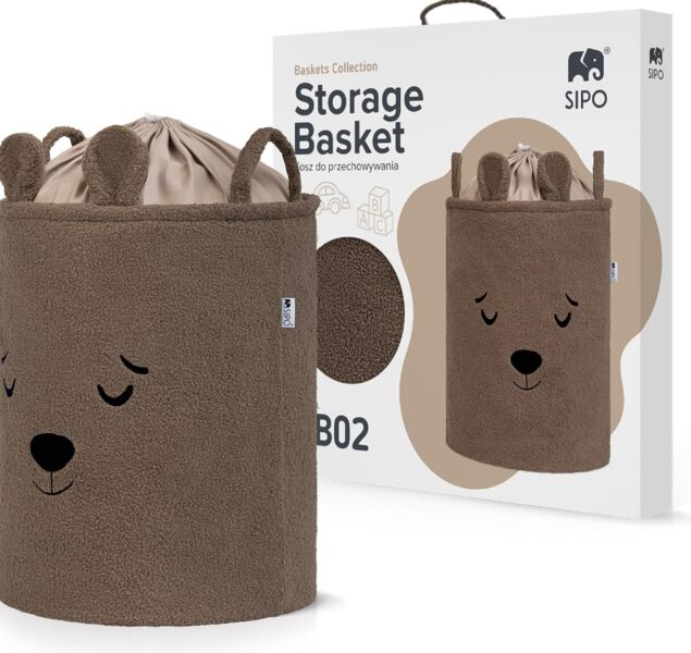 Sipo Toy Storage Basket Bouclé Bear | brown 1