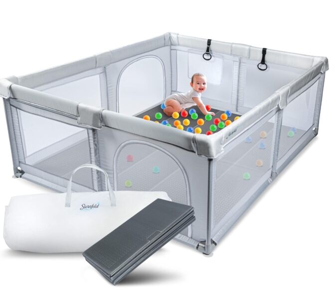 Sternfeld Laufstall Baby | grey 1