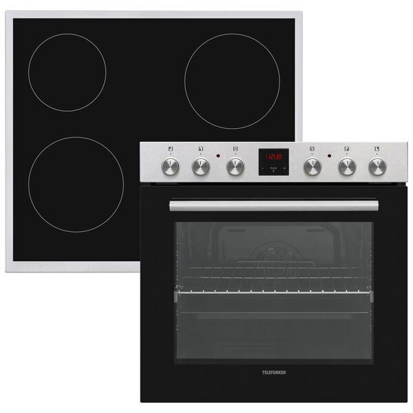 Telefunken B-HS-75-C-I Built-in Oven Set with Glass Ceramic Hob | black/silver, image 1 of 5