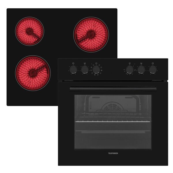 Telefunken ECH65A-B2 built-in oven set with glass ceramic hob | black, image 1 of 5
