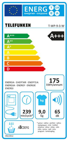 Telefunken T-WP-9-3-W Sušička s tepelným čerpadlem 9 kg | bílá 5