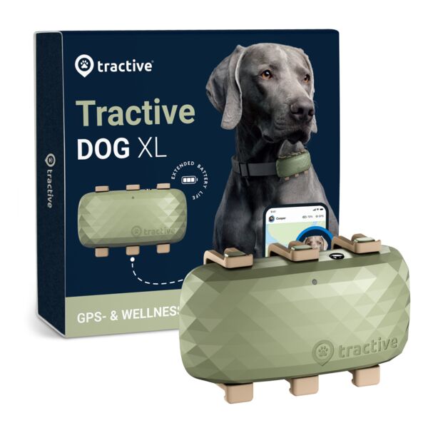 Tractive DOG XL - Collier GPS pour chien avec grande batterie, EXCL. ABO, TRDOG4XLGR, vert, 30 €