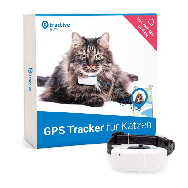 Lokalizator GPS Tractive dla kotów (2021) z funkcją monitorowania aktywności i ogólnoświatowym zasięgiem | NIE ZAWIERA ABONAMENTU | TRKAT1 | biały