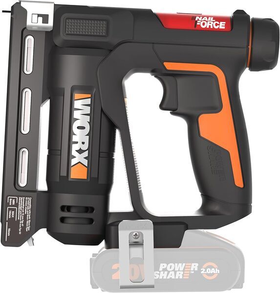 Worx WX843.9 NailForce Akku-Nagler og Tacker uden batteri | sort/orange 3
