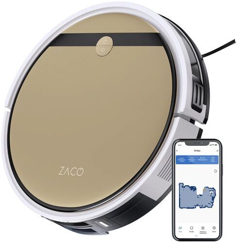 Som Ny: ZACO V5 Max Robotdammsugare med moppningsfunktion | guld/vit