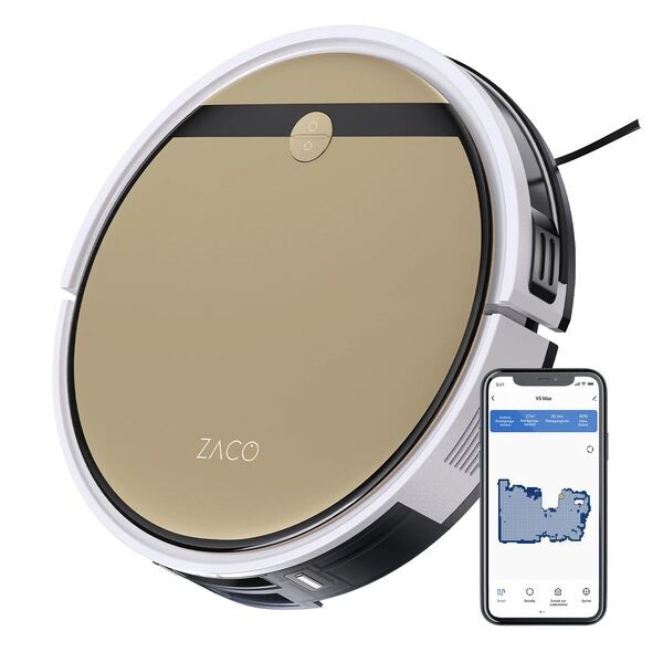 ZACO V5 Max Robot vacuum cleaner with mopping function | gold/white